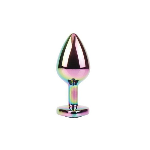 Rainbow heart plug anal multicolor con joya talla m