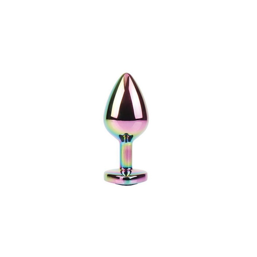 Rainbow heart plug anal multicolor con joya talla m