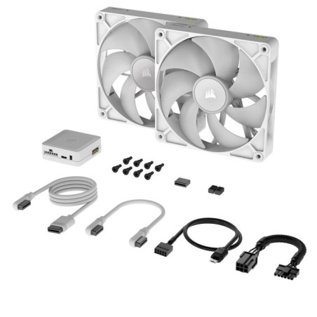 Corsair ventilador 140*140*25 rx140 rgb icue link blanco dual