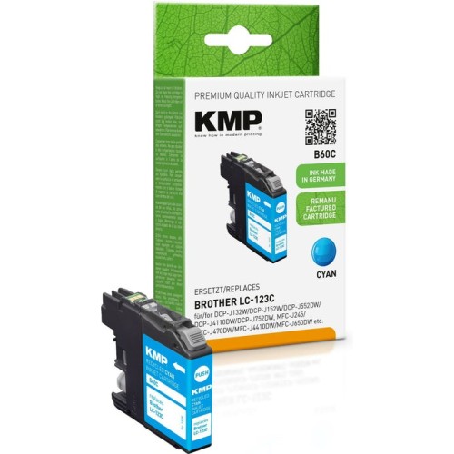 Kmp cartucho brother lc-123c 600 s. cyan remanufactured