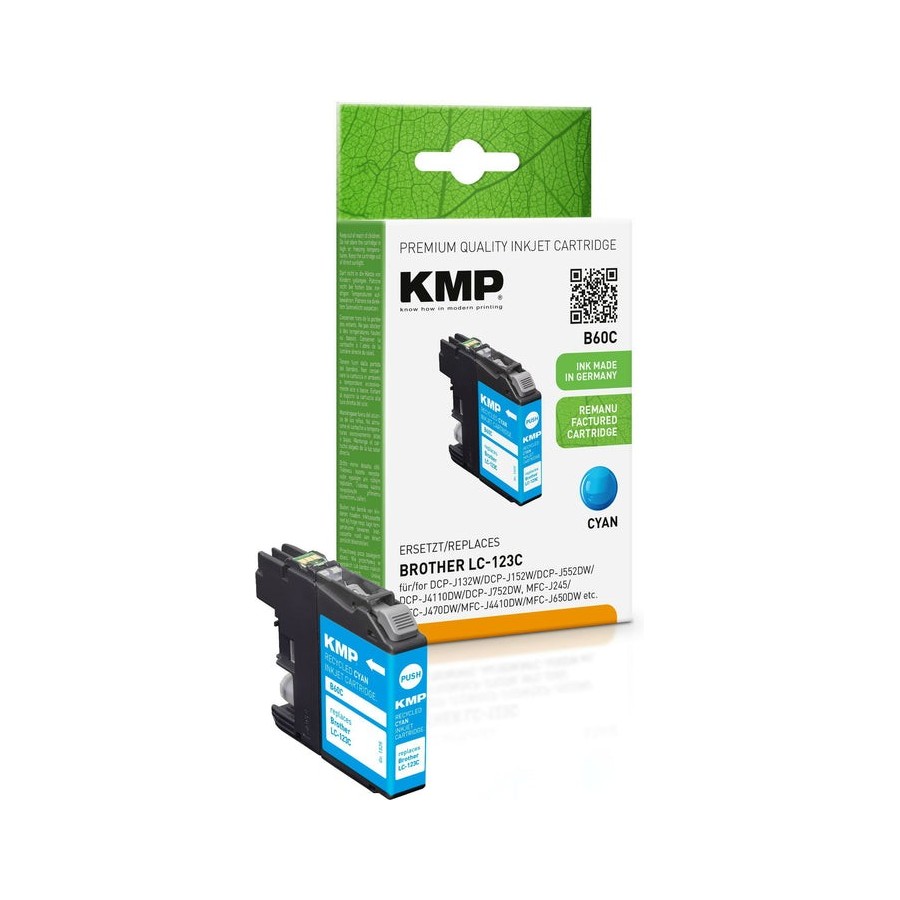 Kmp cartucho brother lc-123c 600 s. cyan remanufactured