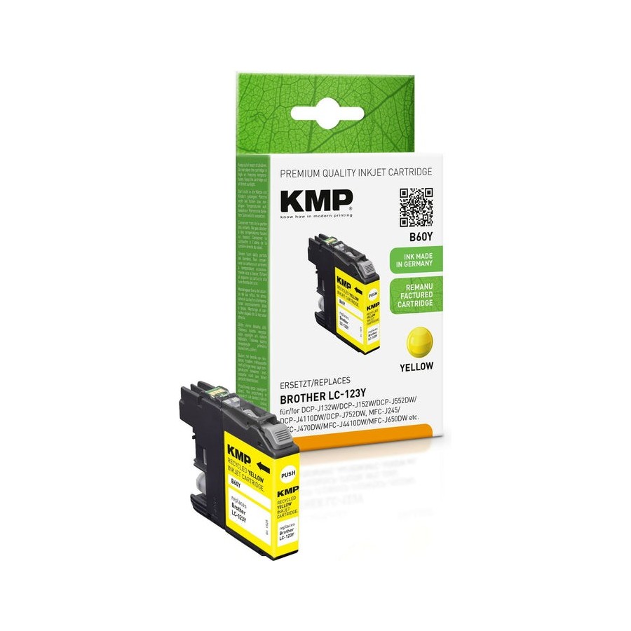 Kmp cartucho brother lc-123y 600 s. amarillo remanufactured
