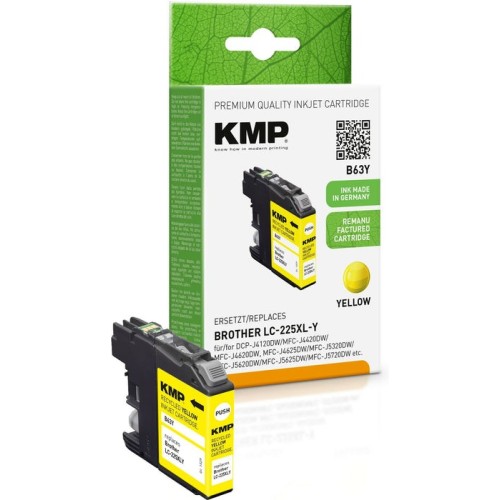 Kmp cartucho brother lc-225xly 1200 s. amarillo remanufactured