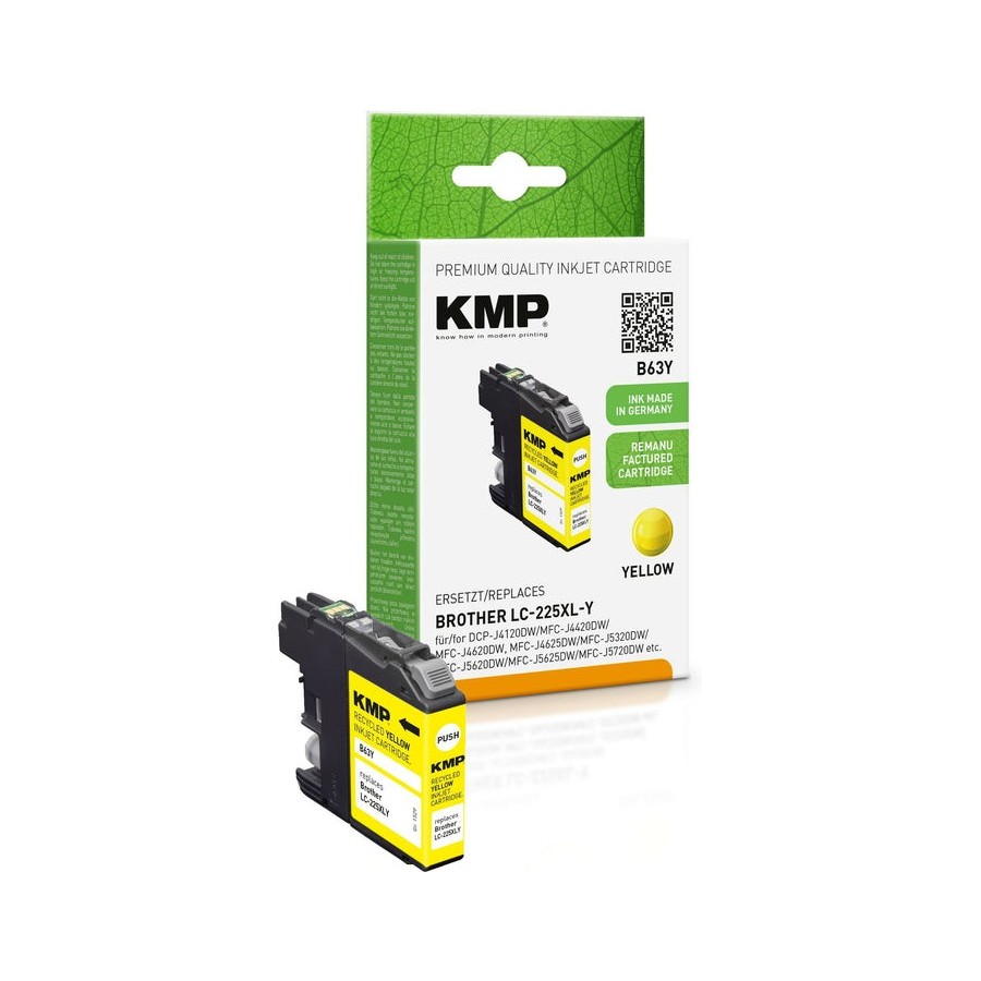 Kmp cartucho brother lc-225xly 1200 s. amarillo remanufactured