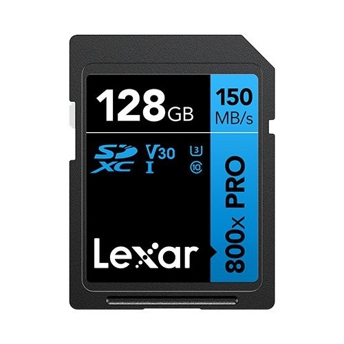 Lexar 128gb professional 800x pro memory card sdxc uhs-i black blue