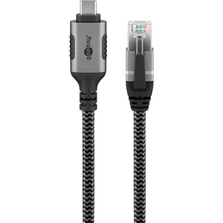 Goobay 70696 cable usb c rj-45 1m negro, plata