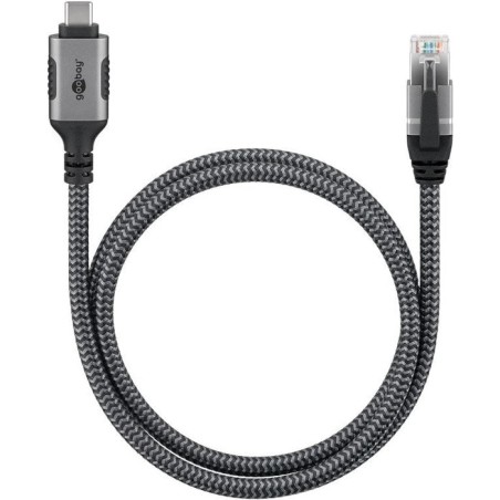 Goobay 70696 cable usb c rj-45 1m negro, plata