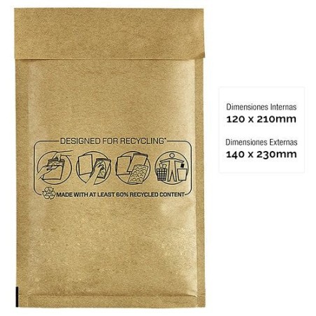 Bankers box pack de 100 bolsas de burbujas acolchada - medida 120x210mm - burbujas internas para amortiguacion - ideal
