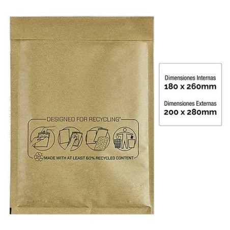 Bankers box pack de 100 bolsas de burbujas acolchada - medida 180x260mm - burbujas interiores para amortiguacion -