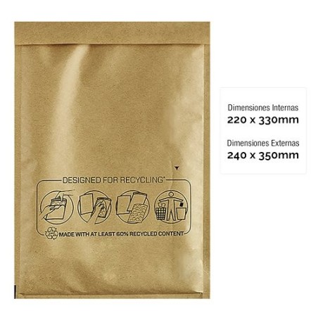 Bankers box pack de 50 bolsas de burbujas acolchada - medida 220x330mm - burbujas internas para amortiguacion - ideal
