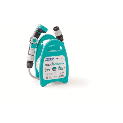 Kit miniportamanguera aquabalcony equipado con 10m de manguera, lanza ergo 8 jet y 2 racores. color azul gf80265852 gf