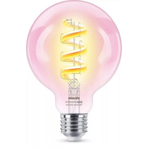 Bombilla wiz philips smart wifi filament clear g95 e27 6.3w 470lm rgb
