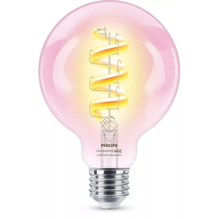 Bombilla wiz philips smart wifi filament clear g95 e27 6.3w 470lm rgb