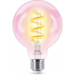 Bombilla wiz philips smart wifi filament clear g95 e27 6.3w 470lm rgb