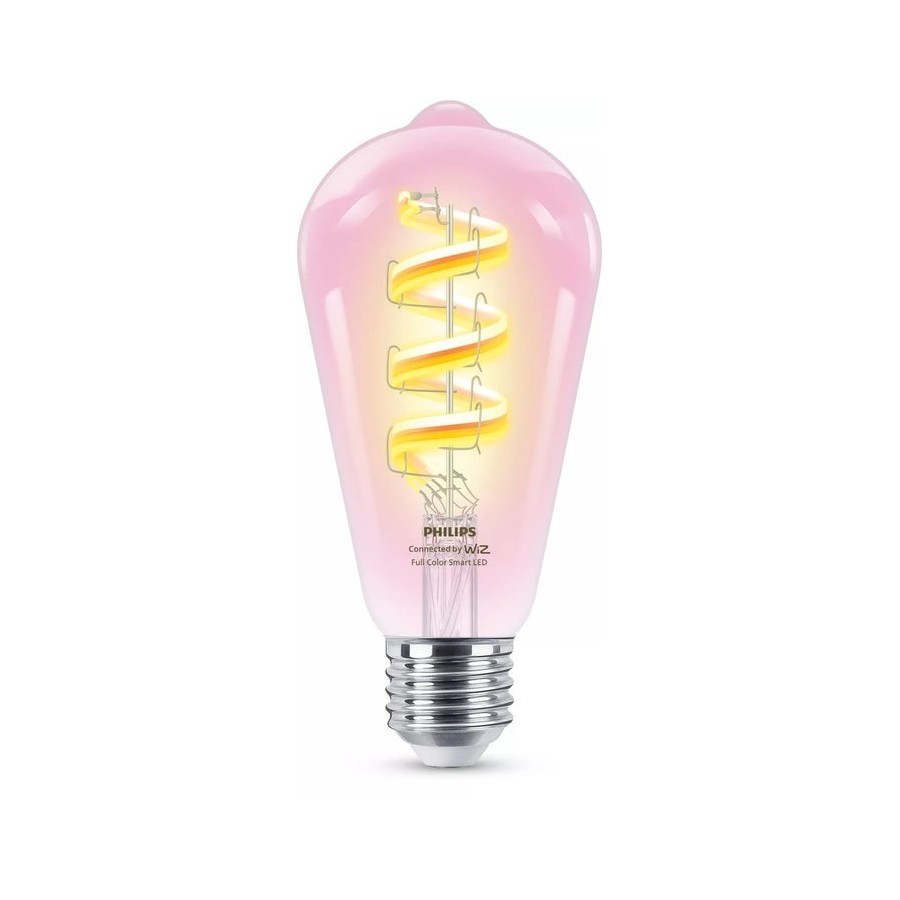 Bombilla wiz philips smart wifi filament clear st64 e27 6.3w 470lm rgb