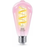 Bombilla wiz philips smart wifi filament clear st64 e27 6.3w 470lm rgb