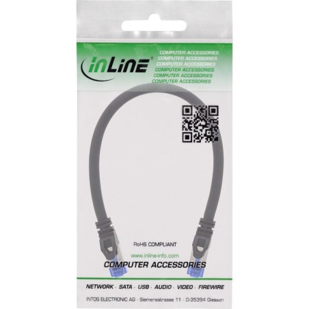 Inline® cable de red armoured, u/ftp, cat.6a, black, 0.5m