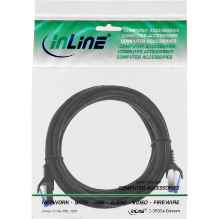Inline® cable de red armoured, u/ftp, cat.6a, black, 3m