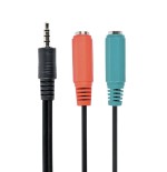 Gembird cable de audio 1xjack 3.5  a  2xjack 3.5 m/h negro cca-417