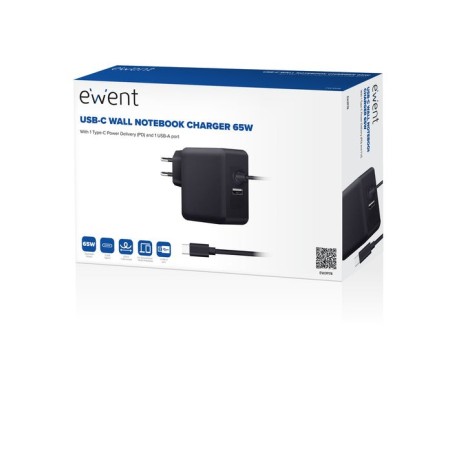 Cargador de pared usb tipo c ewent ew3978 1 x usb tipo a 65w