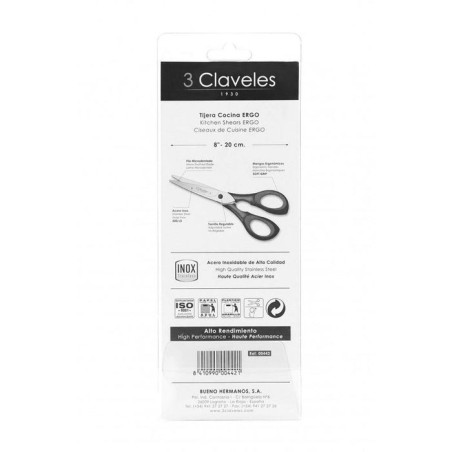 Tijera cocina ergo 8" d 3 claveles