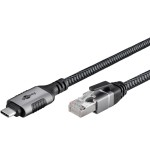 Goobay cable ethernet usb-c 3.2 gen1 macho  rj-45 macho, lan negro/plateado, 2 metros 70698