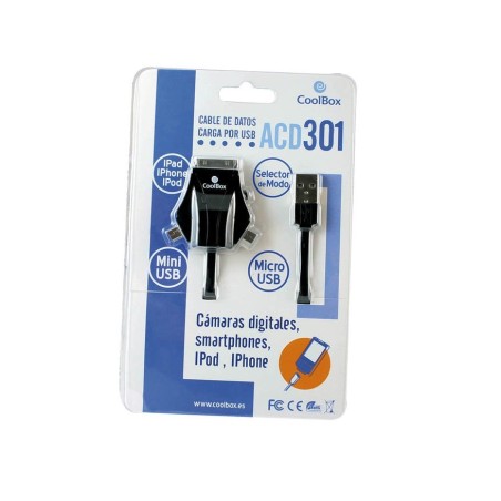 Coolbox cable transmision de datos acd301 usb a usbmini/usbmicro/iphone 30pin