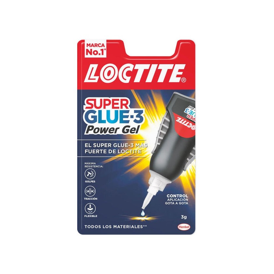 Loctite superglue-3 control power gel 3gr - adhesivo instantaneo flexible y extrafuerte - resistente a golpes.