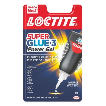 Loctite superglue-3 control power gel 3gr - adhesivo instantaneo flexible y extrafuerte - resistente a golpes.