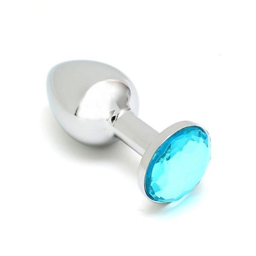 Plug anal de metal sofia con joya azul
