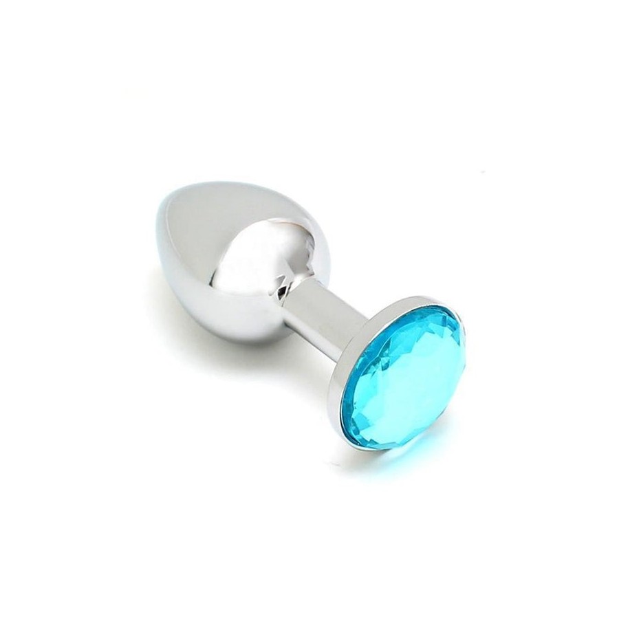 Plug anal de metal sofia con joya azul
