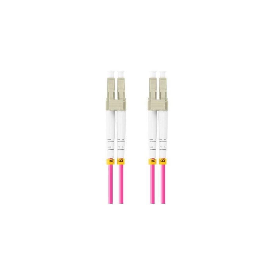 Lanberg cable fibra óptica lc upc-lc upc duplex 0.5m lszh om4 50 125 3.0mm violet