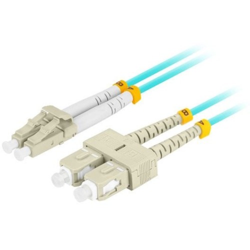 Lanberg cable fibra óptica mm lc upc-sc upc duplex 2m lszh om3 50 125 3.0mm aqua