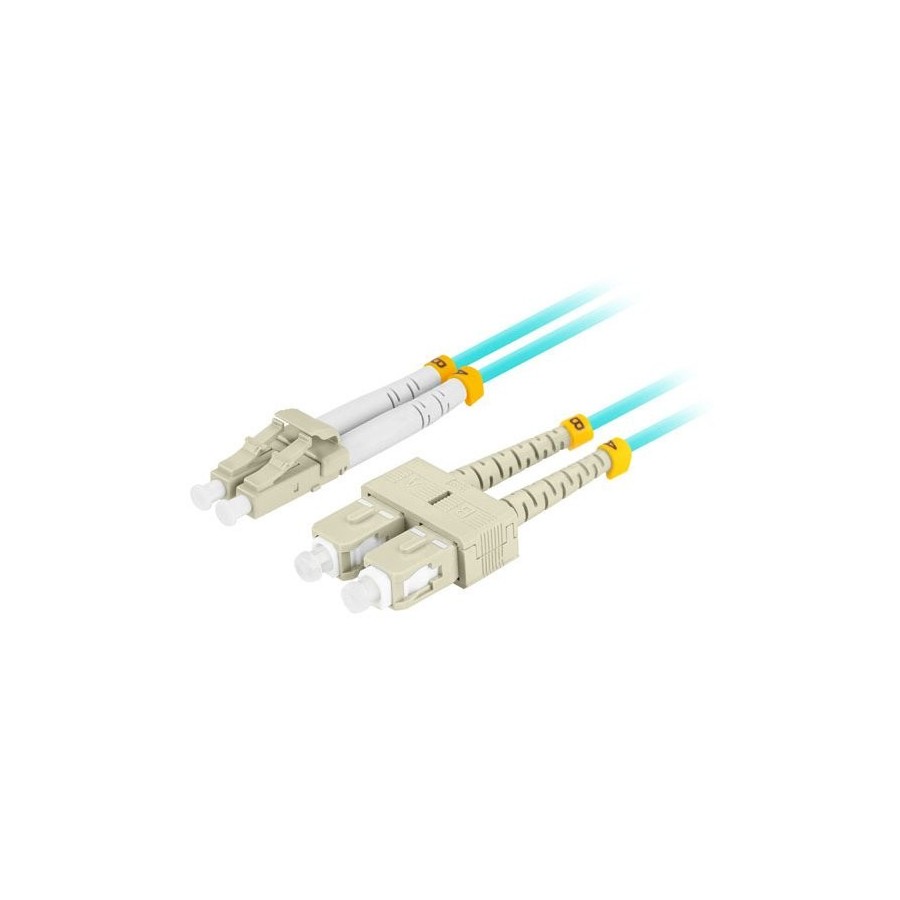 Lanberg cable fibra óptica mm lc upc-sc upc duplex 2m lszh om3 50 125 3.0mm aqua