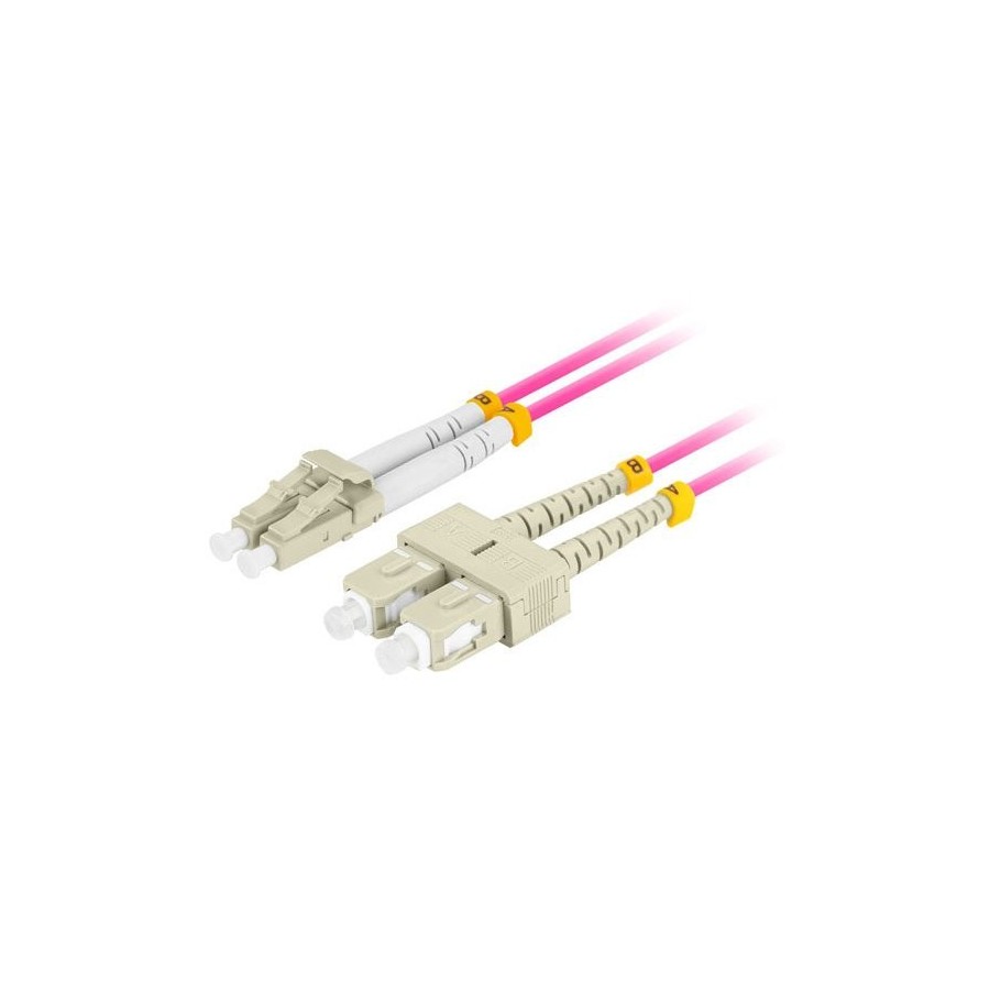 Lanberg cable fibra óptica  mm lc upc-sc upc duplex 1m lszh om4 50 125 3.0mm violet