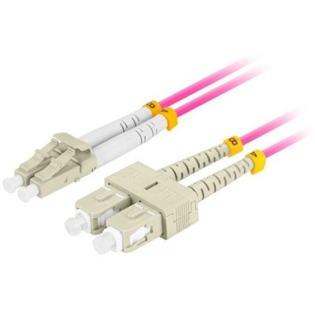 Lanberg cable fibra óptica  mm lc upc-sc upc duplex 2m lszh om4 50 125 3.0mm violet