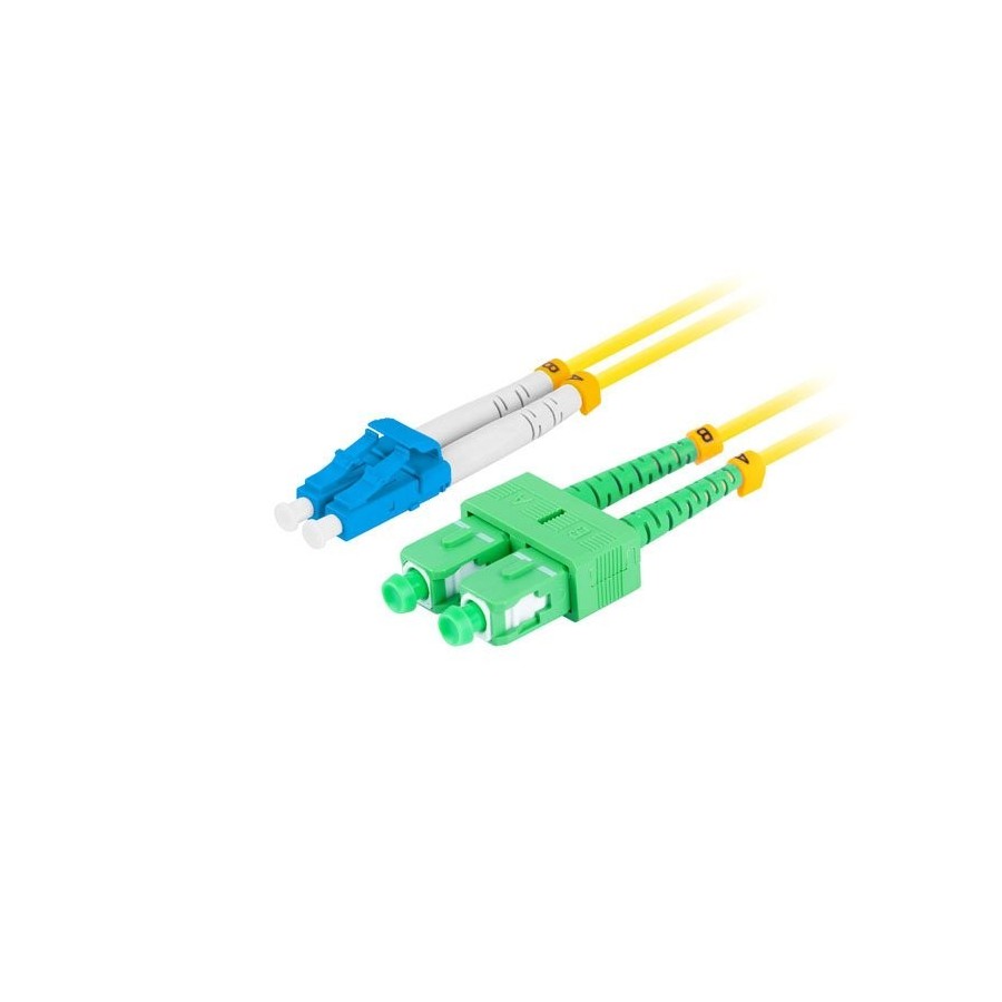Lanberg cable fibra óptica sm lc upc-sc apc duplex 2m lszh g657a1 3.0mm yellow