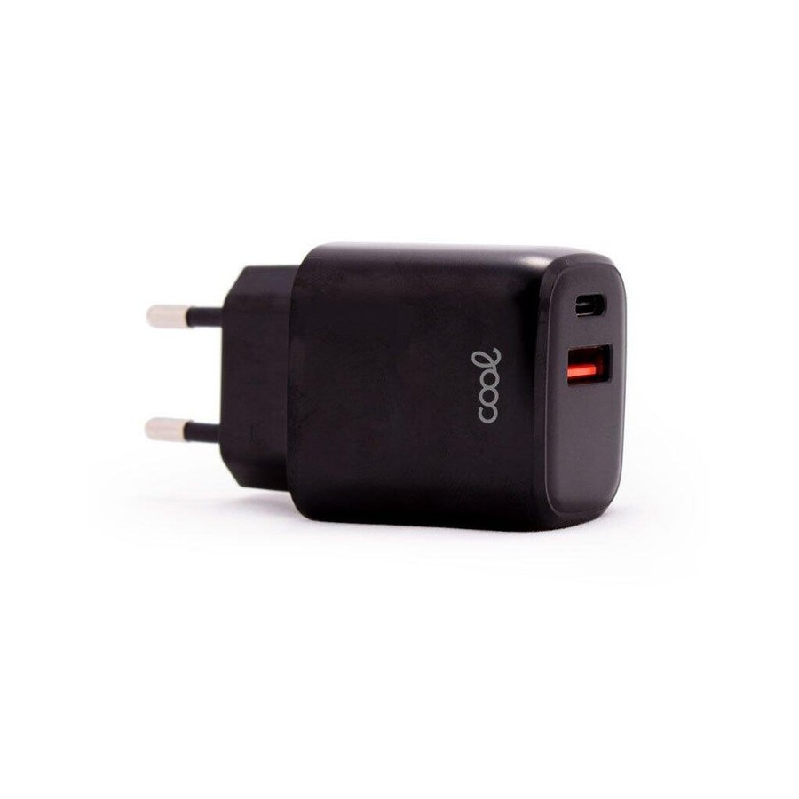 Cool cargador red  fast charger (pd) dual tipo-c / usb  (20w) negro
