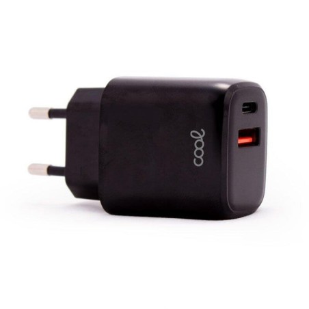 Cool cargador red  fast charger (pd) dual tipo-c / usb  (20w) negro
