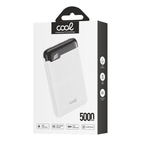 Cool bateria externa power bank 5000 mah display 10w blanco