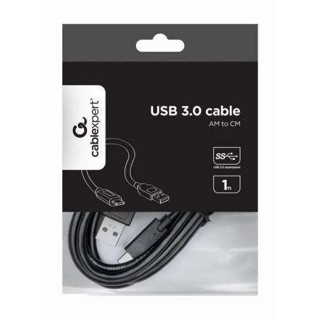 Gembird cable usb 3.0 a usb tipo c 1m negro  ccp-usb3-amcm-1m