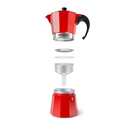 Cafetera orbegozo kfr 640  de aluminio - prepara 6 tazas de cafe en minutos - compatible con diferentes tipos de cocinas