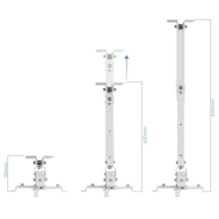 Tooq soporte universal de techo para proyector - inclinable y giratorio - peso max 20kg - blanco