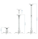 Tooq soporte universal de techo para proyector - inclinable y giratorio - peso max 20kg - blanco