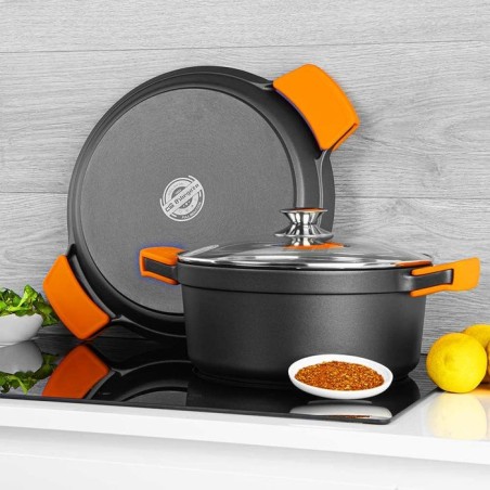 Orbegozo pda paellera de aluminio fundido - versatilidad y durabilidad en tu cocina - asas de silicona - antiadherente