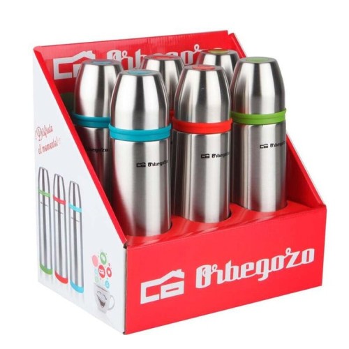 Orbegozo set termos identificador de bebidas - acero inoxidable resistente - bandas de colores - sistema antiderrame -