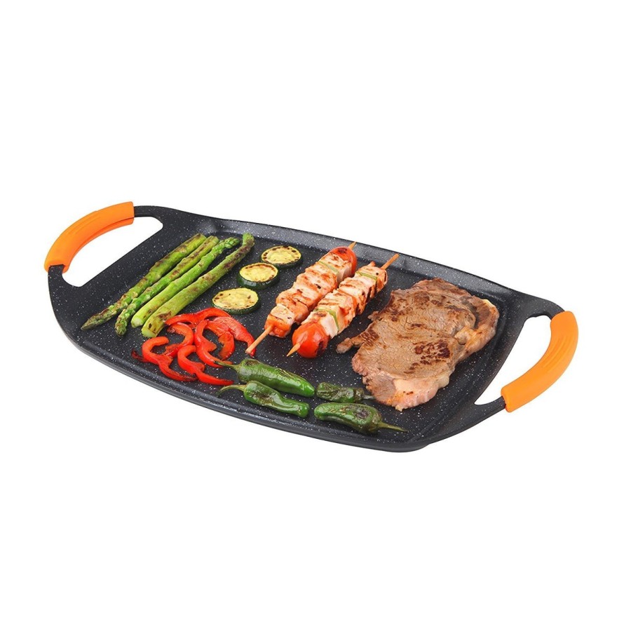 Orbegozo gdb 4700 plancha grill de aluminio forjado - antiadherente de piedra - asas de goma extraibles - diseño