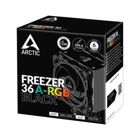 Arctic freezer 36 a-rgb negro - ventilador cpu de torre única con push-pull, dos ventiladores p de 120 mm