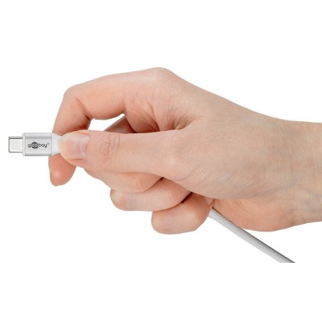 Cable goobay usb-c (st-st) 1m verbindungscable textilmantel blanco