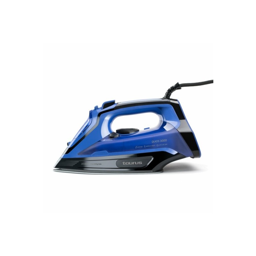 Taurus quios 3000 plancha vapor-seco suela de cerámica 3000 w negro, azul